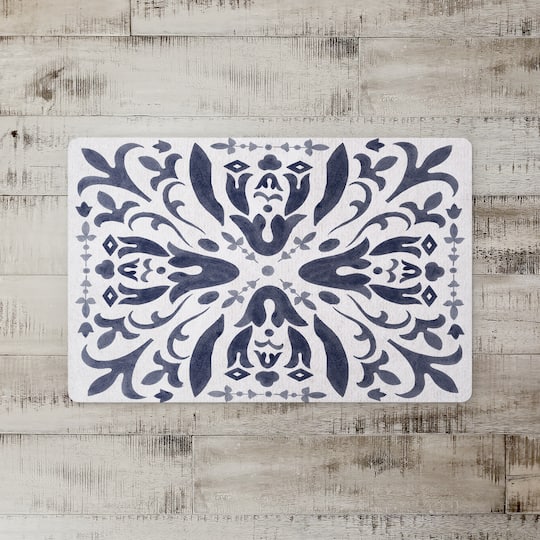 Distressed Floral Floor Mat